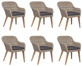 vidaXL 7 részes kültéri polyrattan étkezőgarnitúra párnákkal