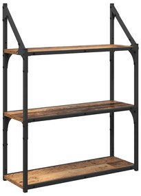 vidaXL Falpolc polcokkal tárolóval Öreg fa 60 x 21 x 78,5 cm Faanyag