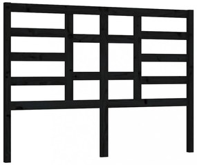 fekete tömör fenyőfa ágyfejtámla 146 x 4 x 104 cm