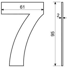 "7" házszám, RN.95L, rozsdamentes acél