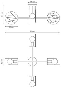 Csillár rúdon  FRICK 4xE27/15W/230V fekete