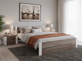 IKAROS DOUBLE ágy 180 x 200 cm, fehér/trüffel tölgy Ágyrács: Ágyrács nélkül, Matrac: Matrac nélkül