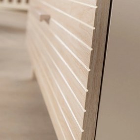 Krémszínű-natúr színű gyerek ruhásszekrény tölgyfa dekorral 118x190x52 cm Sidney – Roba