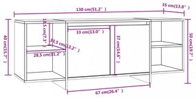 füstös tölgy színű szerelt fa TV-szekrény 130x35x50 cm