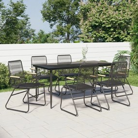 7 részes fekete PVC rattan kerti étkezőgarnitúra