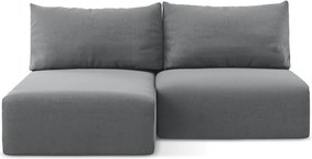 Szürke bársony kinyitható-tárolóhelyes sarokkanapé (bal oldali-heverő résszel) Kalena – Makamii
