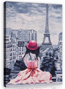 Lány Párizsban, vászonkép, 40x60 cm méretben
