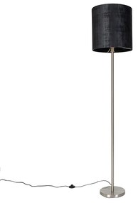 Modern állólámpa acélból fekete árnyékolóval 40 cm - Simplo