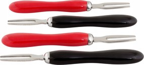 Szett (4 db) villa, fekete/piros