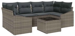 vidaXL Kanapé Szett párnával tárolóval 7 pcs Szürke polirattan