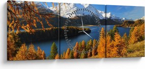 Kép - Ősz az Alpokban (órával) (90x30 cm)
