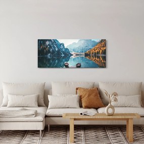 Kép - Csónakok a Braies-tónál (120x50 cm)