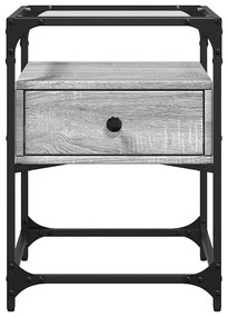 Szürke sonoma színű szerelt fa éjjeliszekrény 40 x 40 x 55 cm