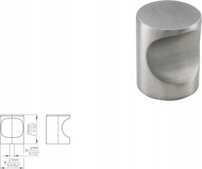Bútorgomb Siro 1404-21N1 szálcsiszolt rozsdamentes acél
