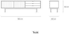 Szürke-natúr színű TV-állvány tölgyfa dekorral 180x52 cm Sierra – Teulat
