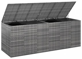 szürke polyrattan kerti párnatartó doboz 291 x 100,5 x 104 cm