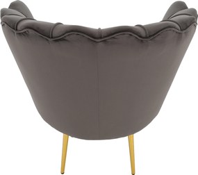 Art-deco stílusú fotel, szürkésbarna Velvet szövet/gold arany króm, NOBLEO