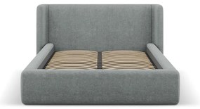 Sötétszürke kárpitozott ágyneműtartós franciaágy ágyráccsal 160x200 cm Jason – Windsor &amp; Co Sofas