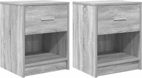 vidaXL 2 db szürke sonoma színű éjjeliszekrény fiókkal 40x34x50 cm