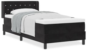 Box Spring Ágy Matraccal Fekete 90x200 cm Bársony