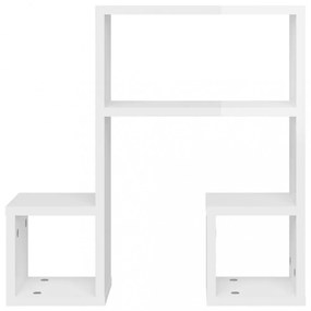 2 db magasfényű fehér szerelt fa fali polc 50 x 15 x 50 cm