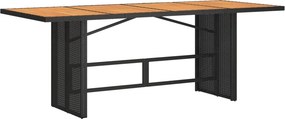 vidaXL fekete polyrattan akácfa lapos kerti asztal 190 x 80 x 74 cm