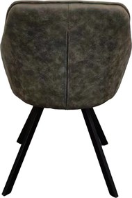 Forgó étkezőszék, zöld szövet csiszolt bőr hatással, SAMANTA