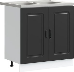 vidaXL Konyhaszekrény ajtóval Kalmar Fekete 80 x 46 x 81,5 cm Faanyag