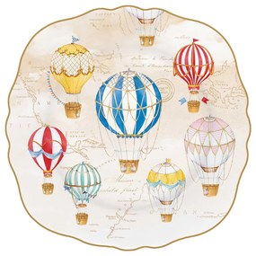 Porcelán desszertes tányér Vintage Air Balloons