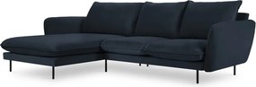 Sötétkék bársony sarokkanapé (bal oldali) Vienna – Cosmopolitan Design
