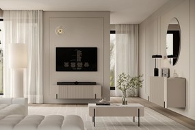 Malmi függő TV-szekrény - 150 cm - kasmír / krém bianca / fekete elemek