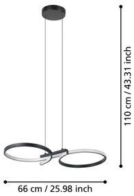 Eglo 901267 - LED Csillár zsinóron SERPINS LED/21W/230V 3000K fekete