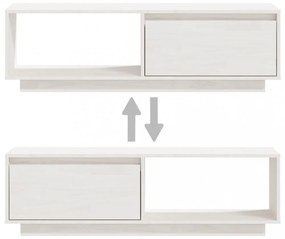 fehér tömör fenyőfa TV-szekrény 110 x 30 x 33,5 cm