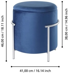 Eglo 424137 - Taburet MASHIKE 46x41 cm kék/króm