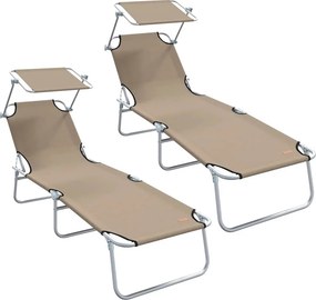 vidaXL Napozó 2 pcs Tópszínű 58 x 188 x 77cm Poliészter