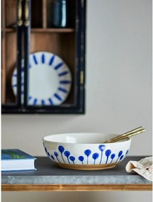 Fehér-kék kerámia tál ø 28 cm Linora – Bloomingville