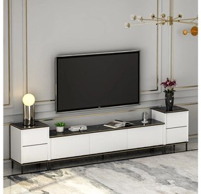 TV asztal/szekrény Iris (fehér + fekete + arany). 1088815