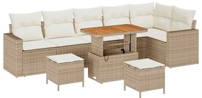 vidaXL Kerti Kanapé Szett 9 pcs Bézs polirattan