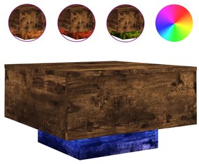 füstös tölgy színű dohányzóasztal LED-lámpákkal 55 x 55 x 31 cm