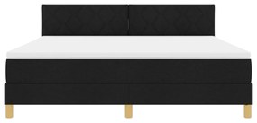 Box Spring Ágy Matrac &amp; LED Fekete 180x200 cm Szövet