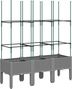 vidaXL világosszürke PP rácsos kerti ültetőláda 120 x 40 x 142,5 cm