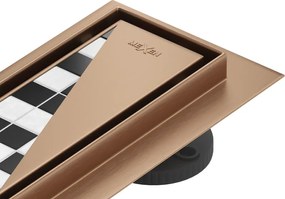 Mexen Flat 360° M13 forgatható 2 az 1-ben lineáris lefolyó 70 cm, kefélt réz - 1C10070-40