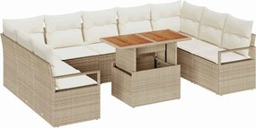 vidaXL Kerti Kanapé Szett párnával párnával 10 pcs Beige és krém