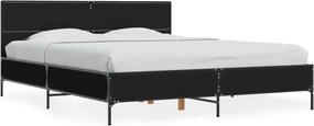 vidaXL fekete szerelt fa és fém ágykeret 150 x 200 cm