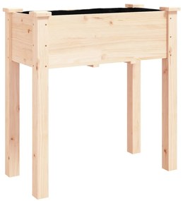 tömör fenyőfa kerekes ültetőláda béléssel 71 x 37 x 80 cm
