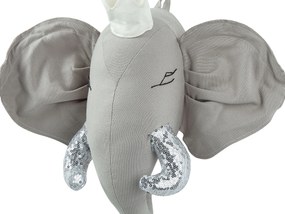 Szürke plüss elefánt fali dekoráció 39 x 33 cm TANTOR Beliani