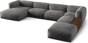 Szürke bársony moduláris sarokkanapé (jobb oldali-U alakú) Martina – Micadoni