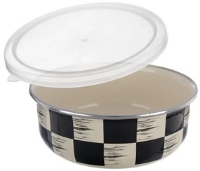 Orion Smaltovaná miska s UH víčkem Šachovnice Lem, pr. 19 cm