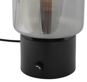 Art Deco asztali lámpa fekete füstüveggel - Laura