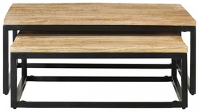 vidaXL 2 db tömör mangófa egymásba helyezhető dohányzóasztal